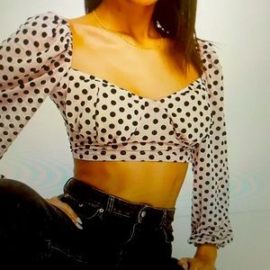 Missguided crop top with long sleeves